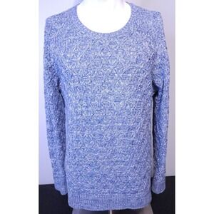 Jeanne Pierre Womens Size XL Knit Crewneck Textured Cotton Sweater Blue
